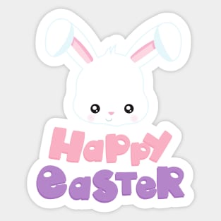 Happy Easter, Cute Bunny, White Bunny, Rabbit Sticker